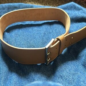 Furla Leather Tan Wide Belt Silver Buckle XS-S Italy 70